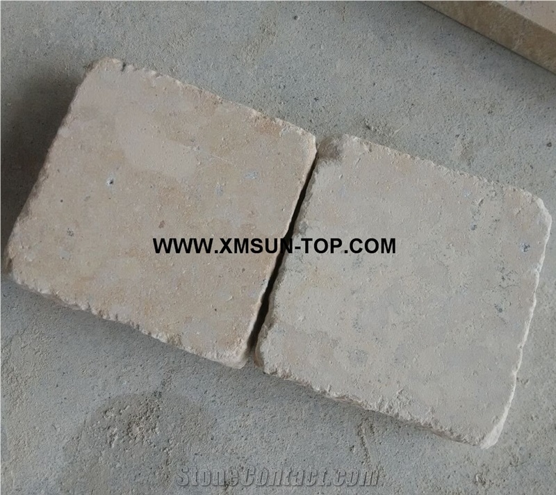 Beige Limestone Cube Stone/China Limestone Cobble Stone/Beige Limestone Square Pavers/Limestone Paving Sets/Floor Covering/Courtyard Road Pavers/Garden Stepping Pavements/Walkway Pavers