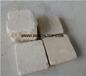 Beige Limestone Cube Stone/China Limestone Cobble Stone/Beige Limestone Square Pavers/Limestone Paving Sets/Floor Covering/Courtyard Road Pavers/Garden Stepping Pavements/Walkway Pavers