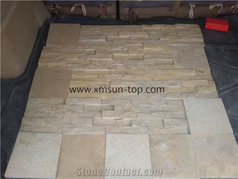 Beige Limestone Cultured Stone/Lime Stone Wall Cladding/Limestone Ledge Stone/Limestone Culture Stone/Exterior Decorative/Building Stone