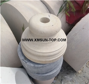 Beige Limestone Round Column Base/Limestone Sculptured Columns/Beige Limestone Architectural Columns/Building Decorative/Limestone Pillar/Outdoors Column/Carving Column
