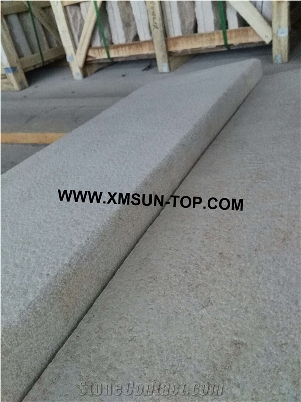 Bush Hammered Grey White Limestone Steps/ Greyish White Limestone Stair Riser/Pale Lime Stone Stair Treads/Grey Limestone Staircase/Natural Stone Stair