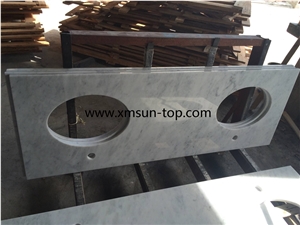 Carrara Marble Bathroom Countertops/Custom Vanity Tops/White Marble Bathroom Vanity Tops/White Marble with Grey Veins Bath Top/Interior Decorative Carrara Marble Bathroom Countertops/Custom Vanity Tops/White Marble Bathroom Vanity Tops/White Marble with Grey Veins Bath Top/Interior Decorative