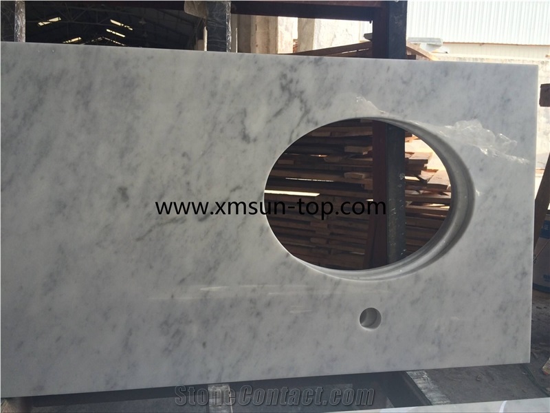 Carrara Marble Bathroom Countertops/Custom Vanity Tops/White Marble Bathroom Vanity Tops/White Marble with Grey Veins Bath Top/Interior Decorative