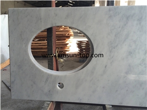 Carrara Marble Bathroom Countertops/Custom Vanity Tops/White Marble Bathroom Vanity Tops/White Marble with Grey Veins Bath Top/Interior Decorative