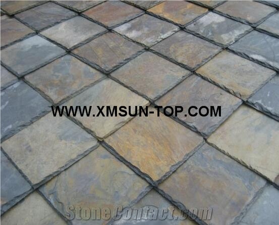 Chinese Rusty Roof Slate Tile with Square Type/ Slate Roofing/Rust Slate Roofing Tiles/Slate Square Shape Roof Tiles/Verde Slate Tile Roof/Square-Shape Roof Covering and Coating/Stone Roofing