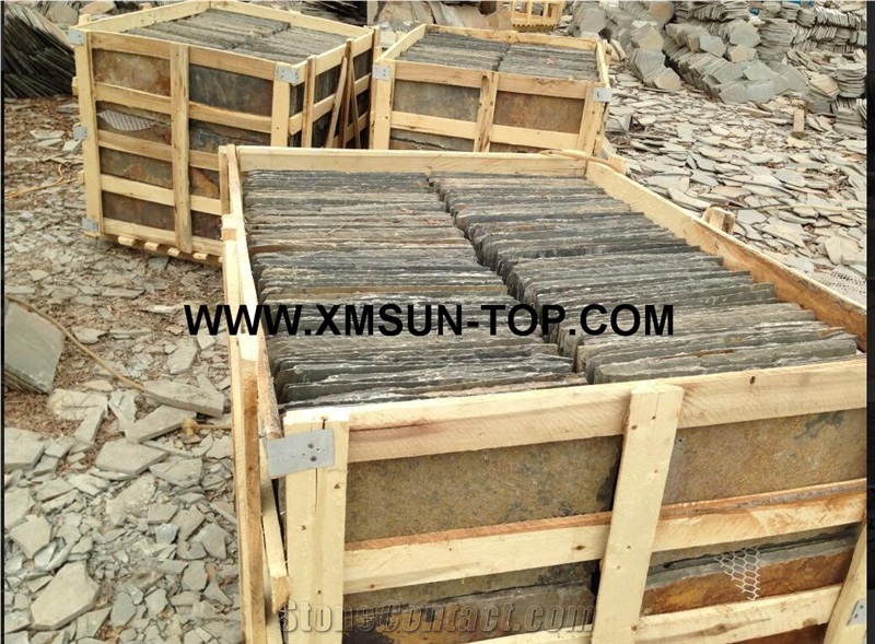 Chinese Rusty Roof Slate Tile with Square Type/ Slate Roofing/Rust Slate Roofing Tiles/Slate Square Shape Roof Tiles/Verde Slate Tile Roof/Square-Shape Roof Covering and Coating/Stone Roofing