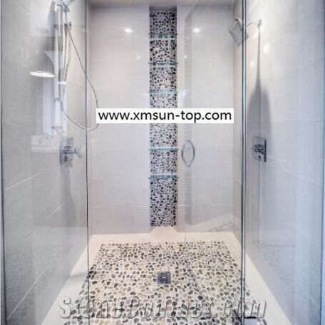 Dark Red Sliced Pebble Mosaic Tile/Natural River Stone Mosaic for Wall Covering&Flooring/Pebble Mosaic in Mesh/Double Surface Cut Pebble Mosaic/Pebble Mosaic for Bathroom&Kitchen/Interior Decoration