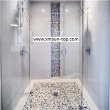 Dark Red Sliced Pebble Mosaic Tile/Natural River Stone Mosaic for Wall Covering&Flooring/Pebble Mosaic in Mesh/Double Surface Cut Pebble Mosaic/Pebble Mosaic for Bathroom&Kitchen/Interior Decoration