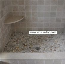 Dark Red Sliced Pebble Mosaic Tile/Natural River Stone Mosaic for Wall Covering&Flooring/Pebble Mosaic in Mesh/Double Surface Cut Pebble Mosaic/Pebble Mosaic for Bathroom&Kitchen/Interior Decoration