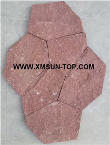 Pink Sandstone Flagstone/Dark Pink Sandstone Flagstone Walkway Pavers/ Random Flagstones Road Paving/Fagstone Wall Tile&Floor Tile/ Irregular Flagstones for Flooring&Wall Cladding/Landscaping Stone