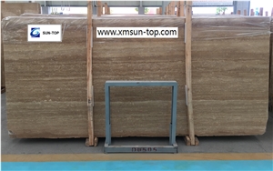 Polished Coffee Travertine Big Slabs&Gangsaw Slab&Customized/Brown Travertine Stone for Flooring&Floor Covering/Travertine Stone for Wall Cladding&Wall Covering/Travertine Pattern