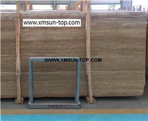 Polished Coffee Travertine Big Slabs&Gangsaw Slab&Customized/Brown Travertine Stone for Flooring&Floor Covering/Travertine Stone for Wall Cladding&Wall Covering/Travertine Pattern