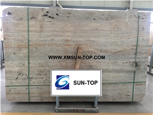 Polished Golden Grey Travertine Big Slabs&Gangsaw Slab&Customized/Light Grey Travertine Stone for Flooring&Floor Covering/Travertine Stone for Wall Cladding&Wall Covering/Travertine Pattern