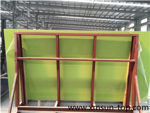 Pure Green Quartz Stone Big Slabs&Gangsaw Slab&Customized/Emerald Green Engineered Stone/Light Green Artificial Quartz/Bright Green Manmade Stone/China Quartz Stone for Flooring&Wall Covering