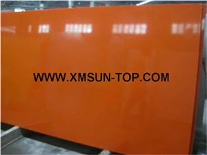 Pure Orange Quartz Stone Big Slabs&Gangsaw Slab/Engineered Stone/Standard Orange Artificial Quartz/China Quartz Stone for Flooring&Wall Covering