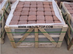 Red Sandstone Cube Stone/Dark Red Sand Stone Cobble Stone/Red Stone Paving Sets/Natural Stone Floor Covering/Red Stone Courtyard Road Pavers