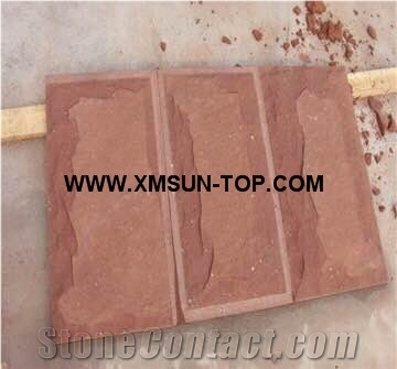Red Sandstone Mushroomed Cladding/Dark Pink Sandstone Mushroomed Stone/Red Mushroom Stone/Building Stone/Mushroom Wall Cladding/Red Sandstone Mushroom Wall Tile