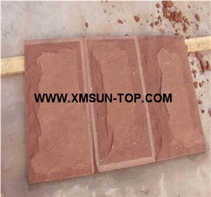 Red Sandstone Mushroomed Cladding/Dark Pink Sandstone Mushroomed Stone/Red Mushroom Stone/Building Stone/Mushroom Wall Cladding/Red Sandstone Mushroom Wall Tile