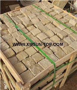 Yellow Sandstone Cube Stone/Buff Sand Stone Cobble Stone/Natural Stone Paving Sets/Natural Stone Floor Covering/Light Yellow Stone Courtyard Road Pavers