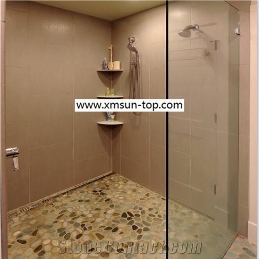 Yellow Sliced Pebble Mosaic Tile/Natural River Stone Mosaic for Wall Covering&Flooring/Pebble Mosaic in Mesh/Double Surface Cut Pebble Mosaic/Pebble Mosaic for Bathroom&Kitchen/Interior Decoration