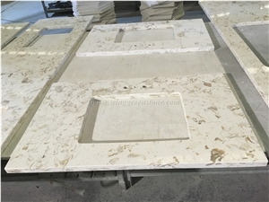 Beige Elegant Flower Pattern Vanity Top, Bathroom Vanity Top, Artificial Quartz Stone Vanity Top, Engineered Stone. Winggreen Stone Beige Elegant Flower Pattern Vanity Top, Bathroom Vanity Top, Artificial Quartz Stone Vanity Top, Engineered Stone. Winggreen Stone