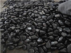 High Polished Black Pebble Stone, Shinny Polished Pebble Stone, China Black River Stone, Winggreen Stone