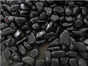 High Polished Black Pebble Stone, Shinny Polished Pebble Stone, China Black River Stone, Winggreen Stone