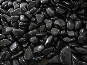 High Polished Black Pebble Stone, Shinny Polished Pebble Stone, China Black River Stone, Winggreen Stone