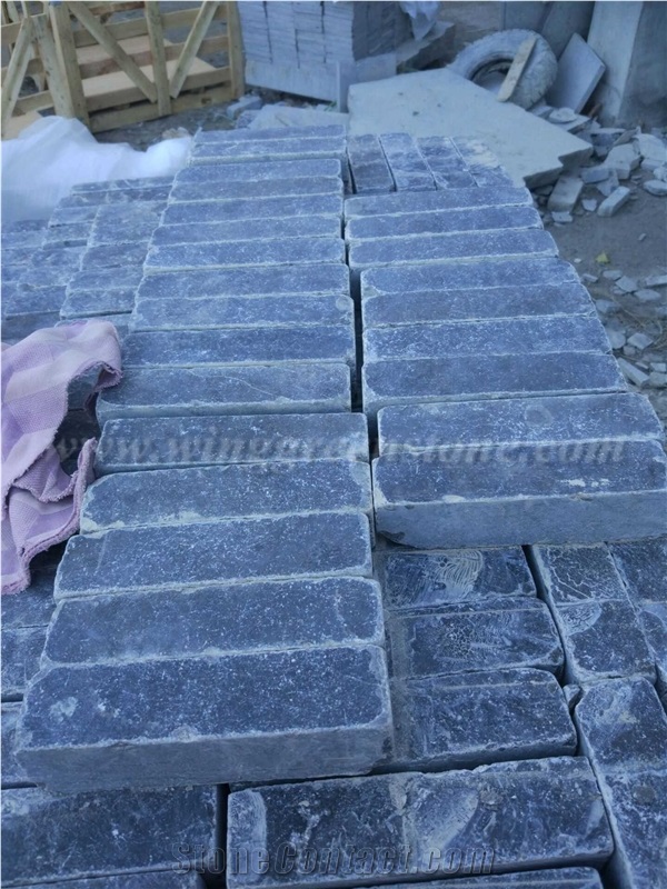 High Quality Blue Limestone Honed Then Tumbled Paver for Exterior Decoration, Winggreen Stone