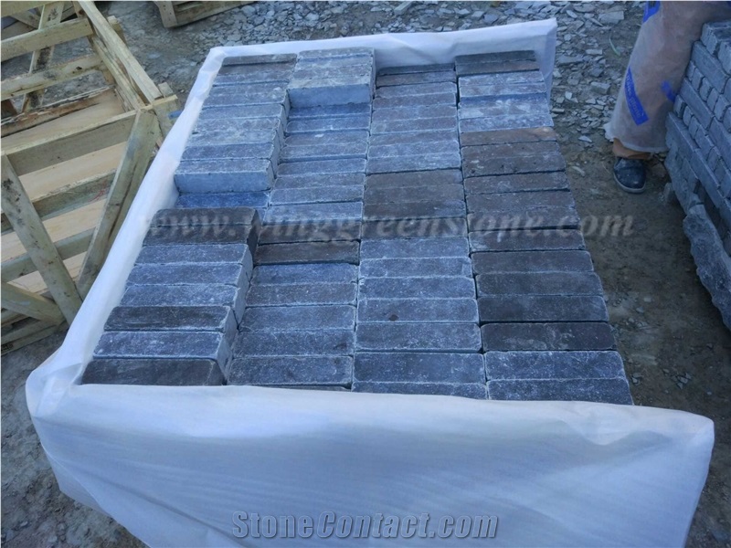 High Quality Blue Limestone Honed Then Tumbled Paver for Exterior Decoration, Winggreen Stone