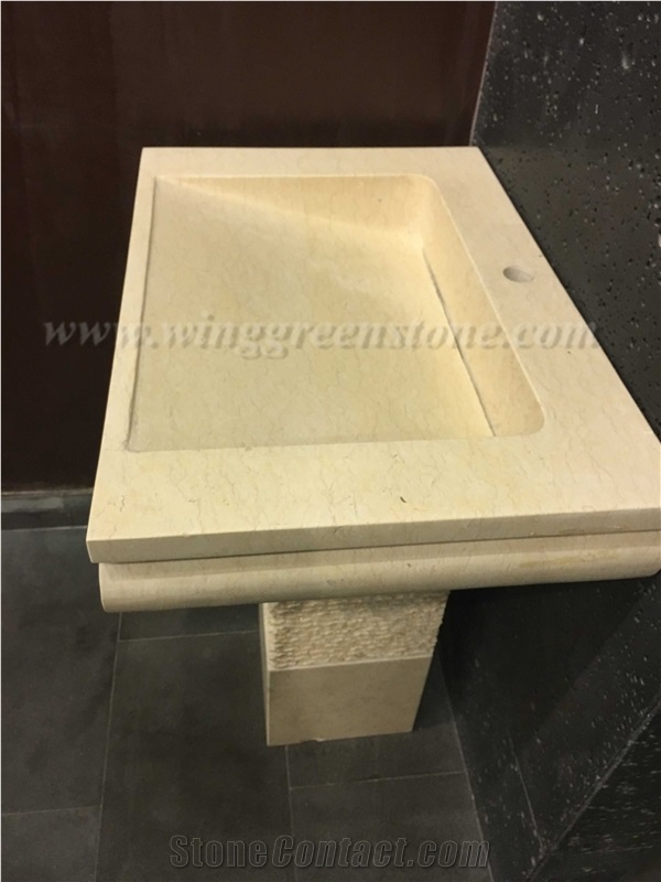 High Quality Egyptian Yellow Marble Basins/Sinks for Bathroom