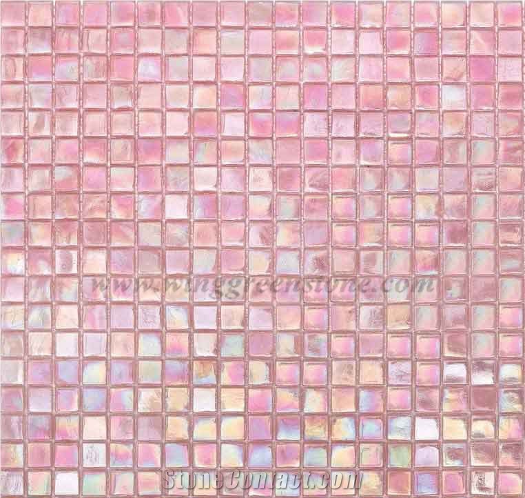 Pink Glass Mosaic,Square Shape Mosaic for Wall Cladding & Flooring