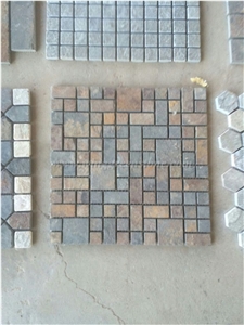 Rust Slate Mosaic Tile, Rectangular Particle Mosaic Tile, Wall and Floor Tile, Rustic Slate Mosaic Tile, Winggreen Stone Rust Slate Mosaic Tile, Rectangular Particle Mosaic Tile, Wall and Floor Tile, Rustic Slate Mosaic Tile, Winggreen Stone