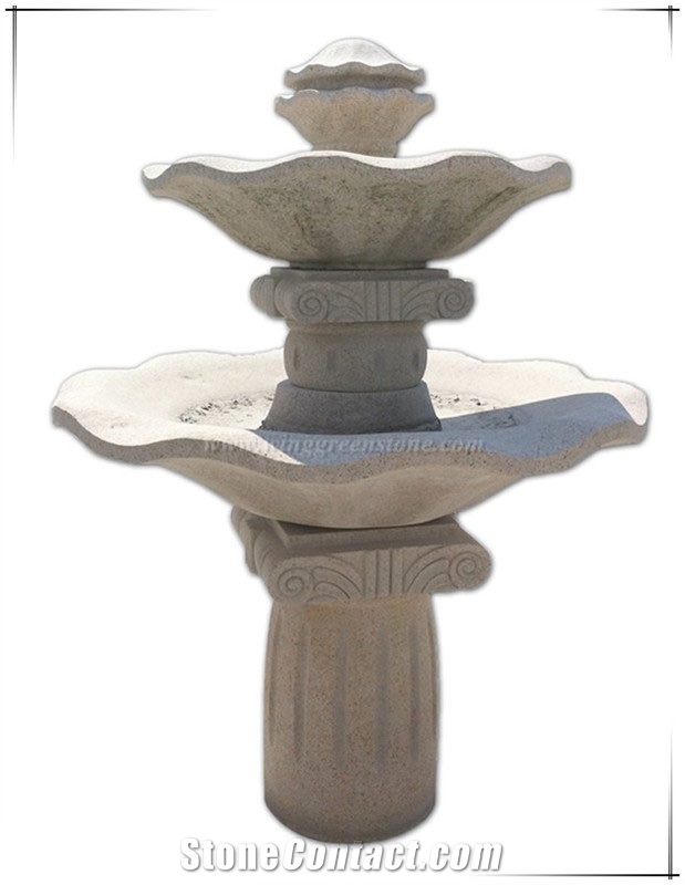Two/Three Tiers Garden Fountain, Water Feature for Garden Decoration, Winggreen Stone