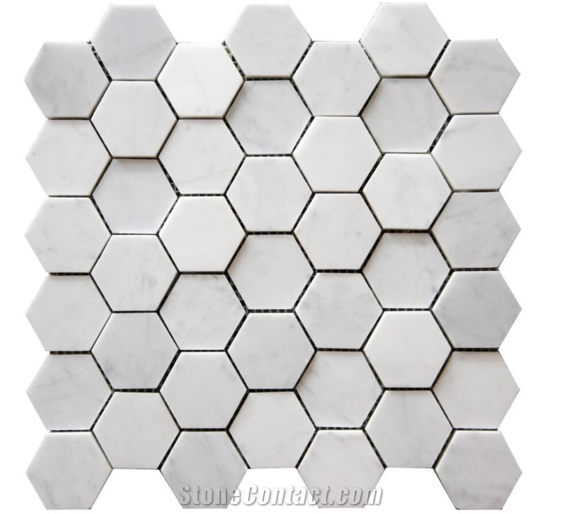 Carrara White Marble Hexagon Shape Polish Surface Mosaic Tile