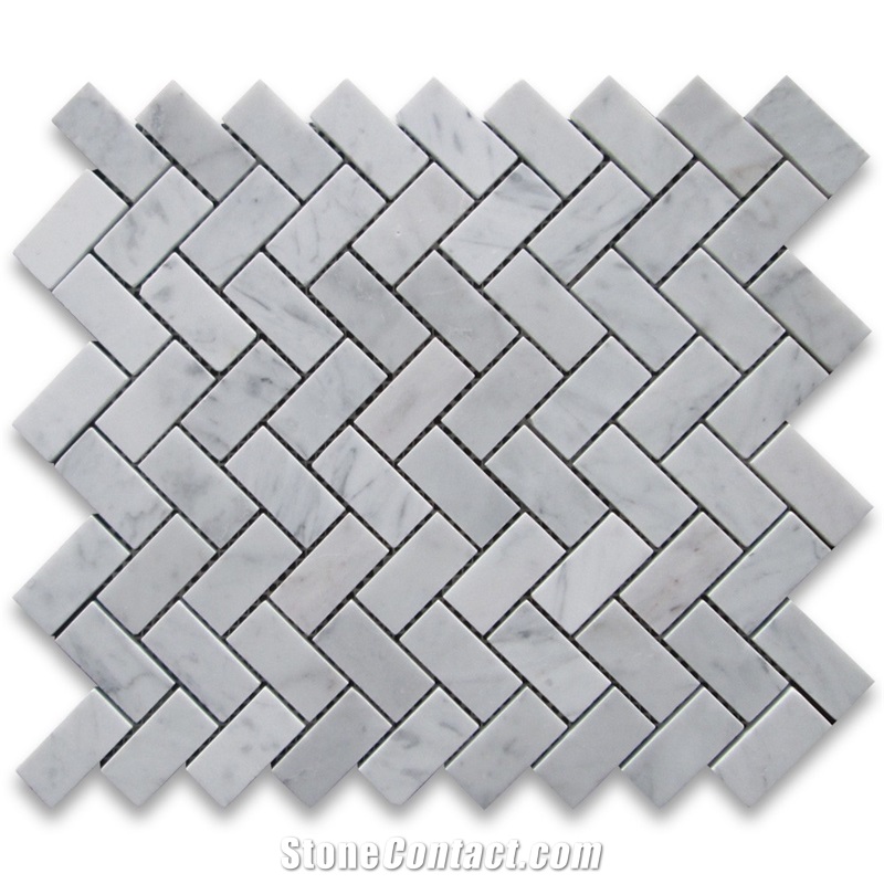 Italy Venato Carrara Herringbone Mosaic Tile