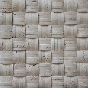 Travertine Mosaic, Grey Travertine Basketweave Mosaic