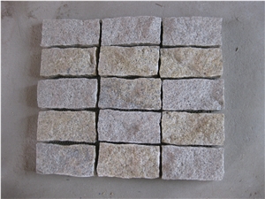 G682 Sunset Gold, Yellow Pink,Chinese Misty Yellow Granite Paving Stone, Cube Stone & Pavers