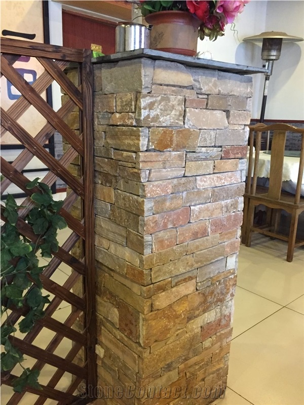 Black White Beige Multicolor Yellow Slate Culture Wallstone Feature Wall Stone Veneer Ledge Stone