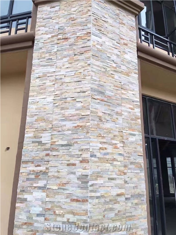 Black White Beige Multicolor Yellow Slate Culture Wallstone Feature Wall Stone Veneer Ledge Stone