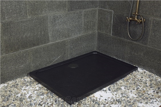 China Black Basalt Mongolian Black Basalt Shower Tray Solid Surface Shower Base