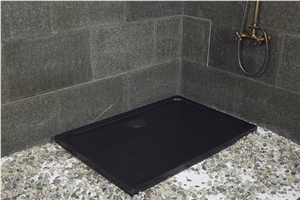 China Black Basalt Mongolian Black Basalt Shower Tray Solid Surface Shower Base