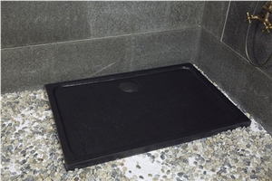China Black Basalt Mongolian Black Basalt Shower Tray Solid Surface Shower Base