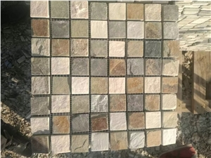 Multicolor Yellow Slate Mosaic Pattern, Floor Mosaic, Wall Mosaic