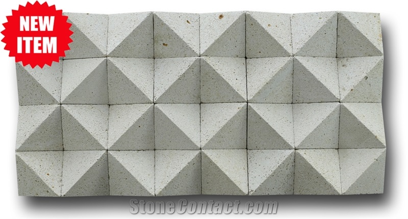 Indonesia Limestone Classic White Wall Mosaic, Indonesia White Limestone Hexagon Mosaic Pattern, Bali White Limestone Diamond Mosaic Wall Cladding