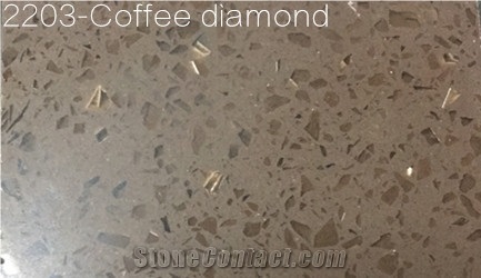 Brown Coffee Diamond Quartz Stone Tiles/Slabs/Engineered Stone