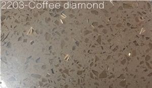 Brown Coffee Diamond Quartz Stone Tiles/Slabs/Engineered Stone
