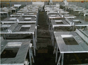 Bianco Carrara White Marble Polished Countertop/Vanity Top with Beveled Edge/Italy Cheap White Marble Countertops/Kitchen Worktops/Kitchen Desk Tops/Kitchen Top/Best Price Marble Top