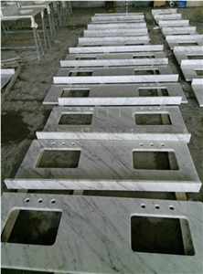 Bianco Carrara White Marble Polished Countertop/Vanity Top with Beveled Edge/Italy Cheap White Marble Countertops/Kitchen Worktops/Kitchen Desk Tops/Italy White Marble Top/Best Price Marble Top