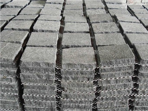 Black Granite Cobble Stone /Split Surface Cube Stone For Floor Covering /Top Natural Surface Black Granite For Walkway Pavers